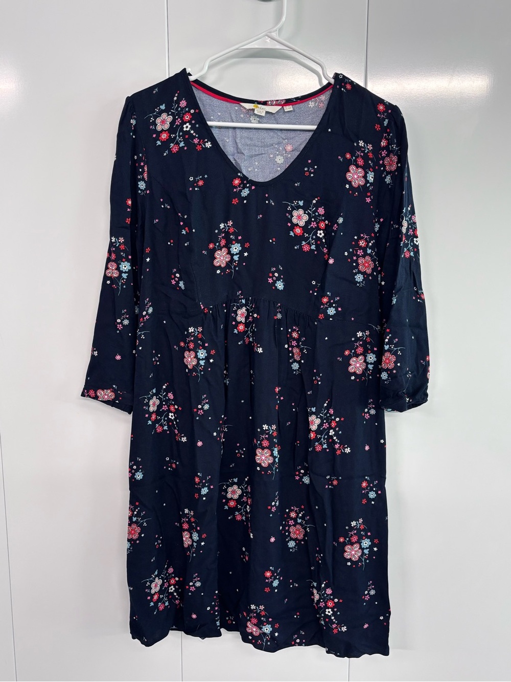 Boden Women’s 10R Dress Floral 3/4 Sleeve Viscose Flowers Eliza Navy Blue Floral